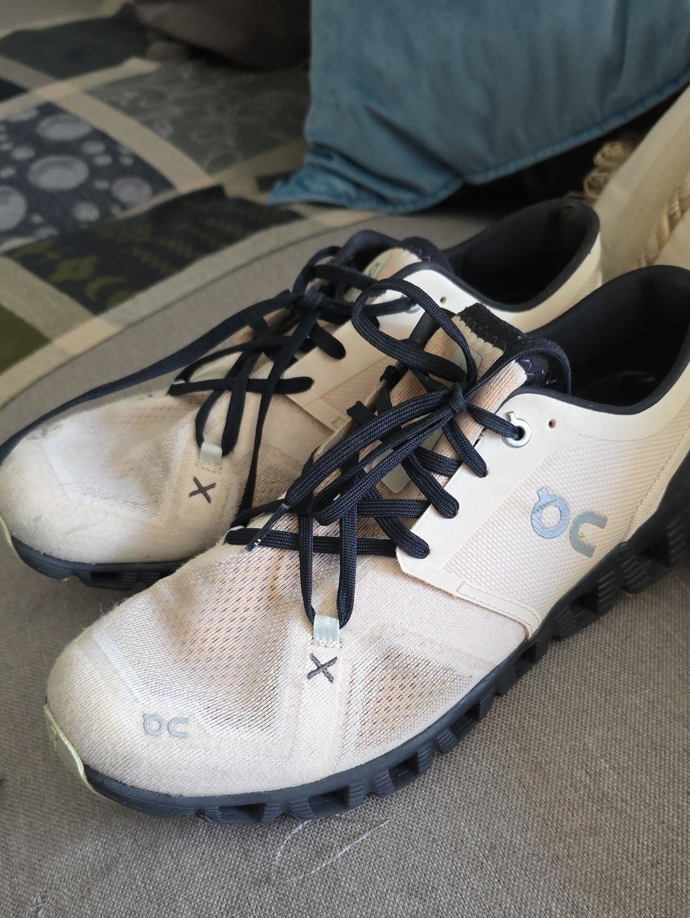 On Running Beige and Black Women's Athletic Shoes